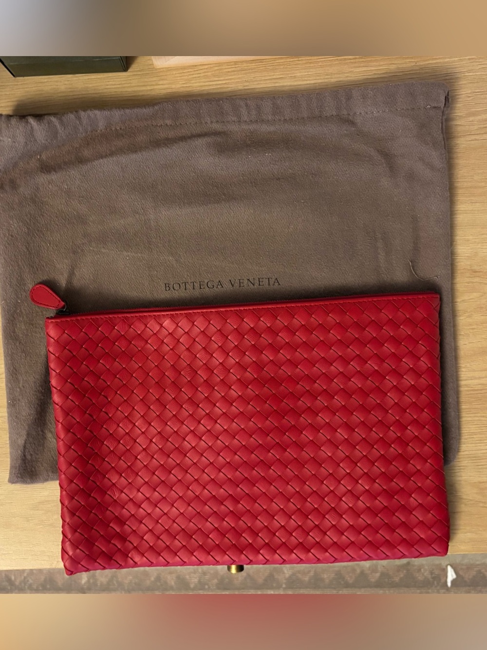 Authentic Bottega Veneta Red Clutch